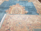 Vintage Persian Kirman Rug, Light Blue Beige Cream, Hand-Knotted, Wool, 9' x 11' 11", 9x12 - Jewel Rugs