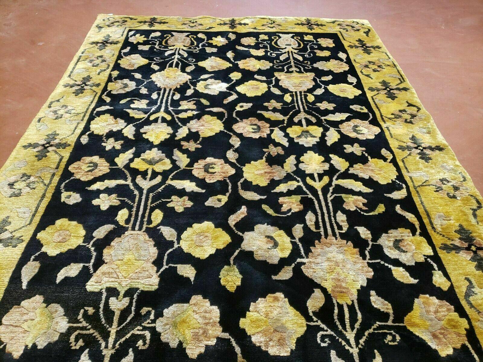 6' X 9' Modern Handmade Tibetan Nepal Wool Silky Rug Carpet Black Gold Nice - Jewel Rugs