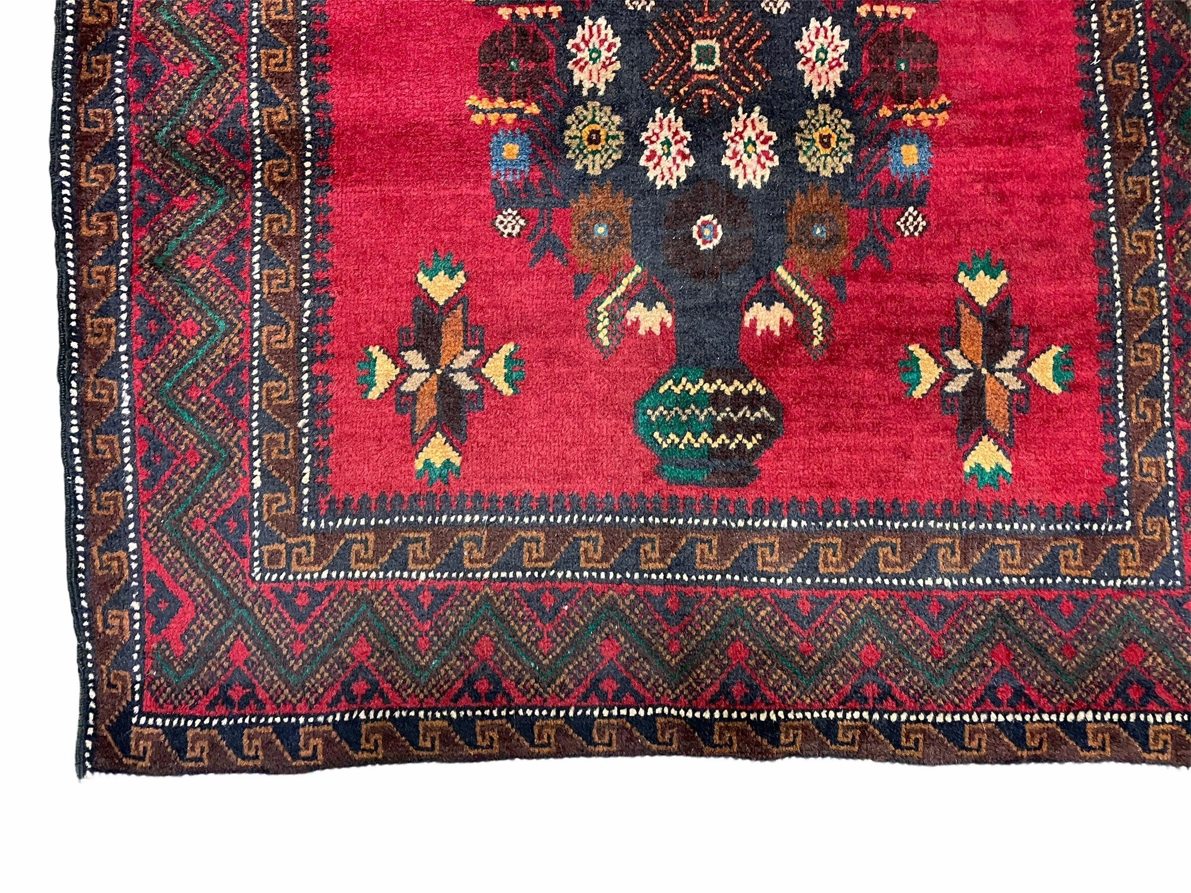 3x5 New Vintage Handmade Wool Rug Tribal Turkoman Balouch Red Tribal Rug Veg Dye - Jewel Rugs