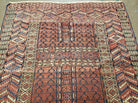 3'8" X 4' 5" Antique Handmade Tekkeh Turkoman Engsi Hatchli 4 Seasons Wool Rug - Jewel Rugs