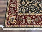 Pak Persian Mahal Rug 9x12, Allover Floral Pakistani Oriental Carpet 9 x 12, Wool Hand Knotted Area Rug, Dark Slate Gray-Black and Maroon - Jewel Rugs