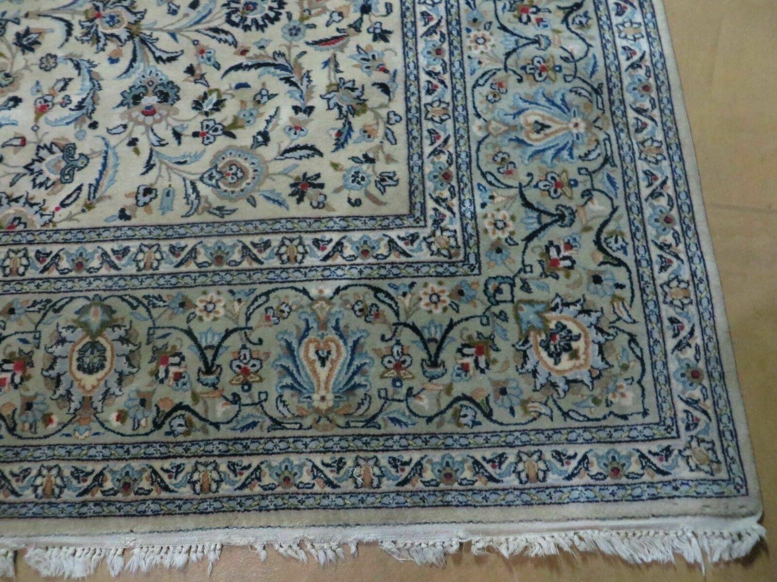 7' 5" X 10' 6" Handmade Indian Wool Rug Decorative Ivory Beige Floral - Jewel Rugs