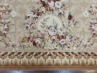 Aubusson Rug 9x12, Elegant Savonnerie Carpet 9 x 12 ft, Beige Ivory Tan, Floral, Flatweave Wool Handmade Area Rug 9 x 12 ft, European French - Jewel Rugs