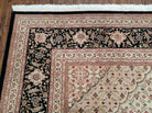 10' X 14' Handmade Oriental Wool Silk Rug Herati Mahi Fish Design Hand Knotted Black Nice - Jewel Rugs