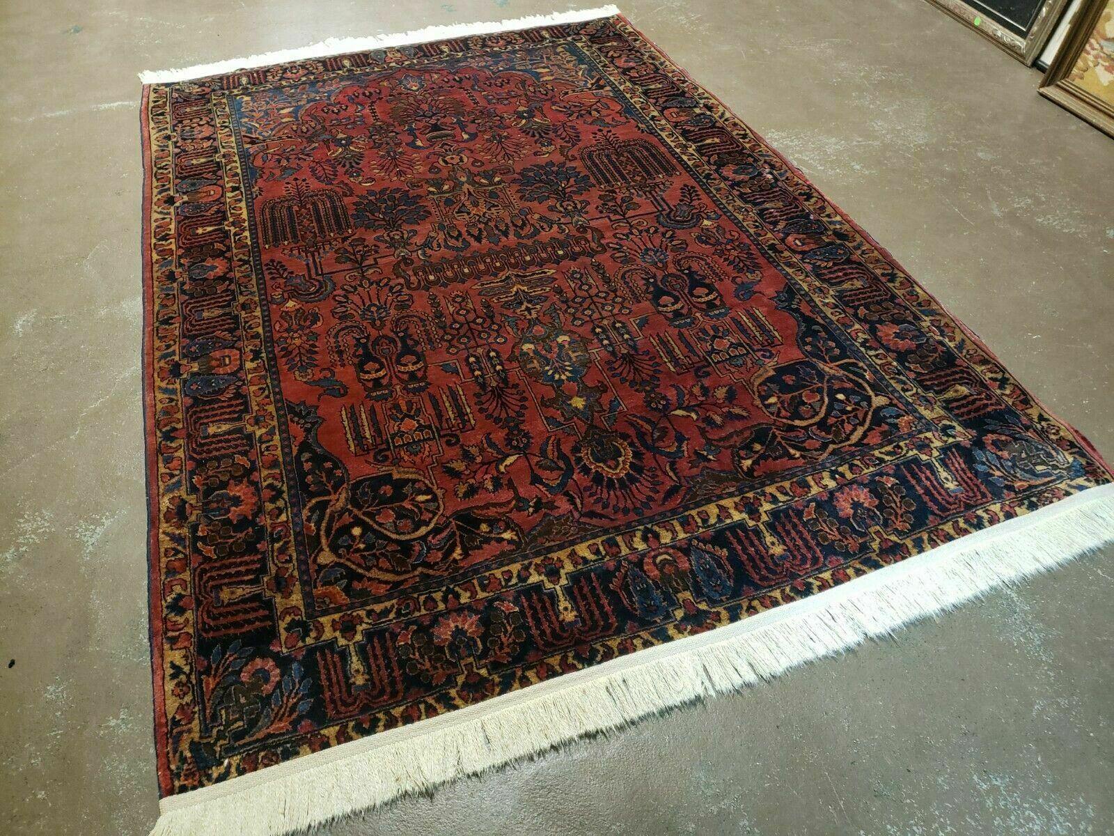 4' 5" X 6' 4" Authentic Antique Oriental Floral Red Allover Wool Rug - Jewel Rugs