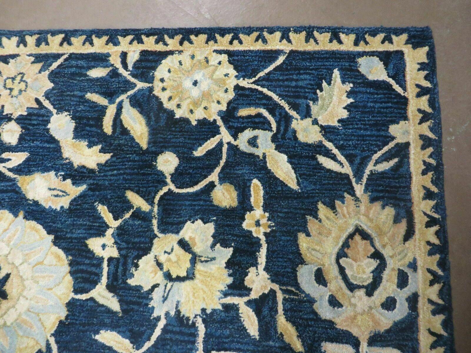 9' X 12' Safavieh Abstract Modern Hand Tufted Wool Rug Floral Flower Nice Navy - Jewel Rugs