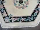 4' 7" X 4' 7" Vintage Handmade Chinese Floral Oriental Hexagon Wool Rug Carpet - Jewel Rugs