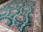 9' X 12' Fine Wiliiam Morris India Oriental Floral Hand Made Green Wool Rug - Jewel Rugs