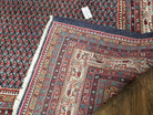 Persian Sarouk Rug 7x11, Antique Persian Carpet, Repeated Paisley Boteh Motif, Mir Pattern, Blue and Beige, Vintage Hand-Knotted Wool Oriental Rug - Jewel Rugs