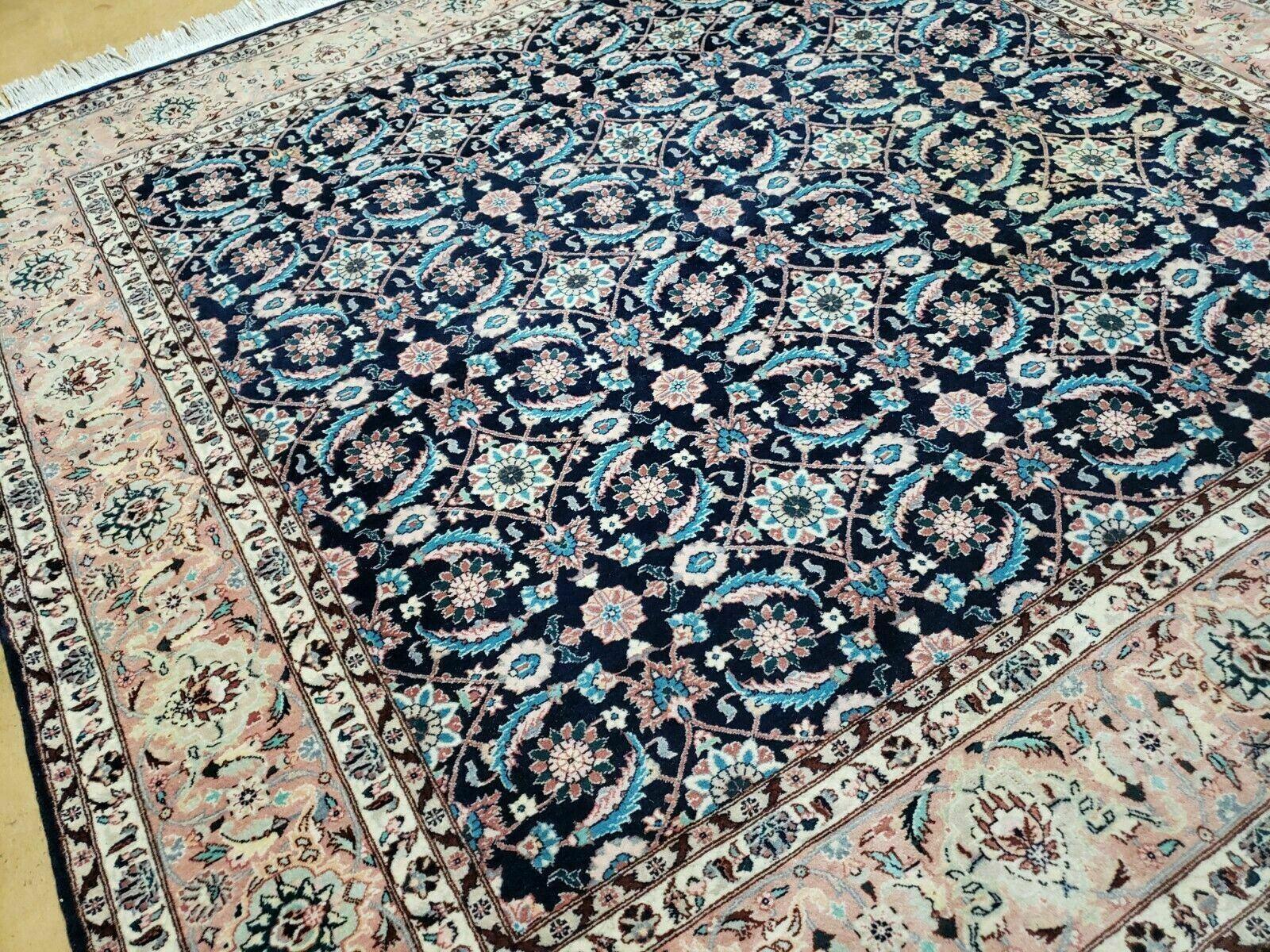 6' X 6' Gorgeous Handmade India Floral Oriental Wool Rug Square Blue Carpet Wow - Jewel Rugs