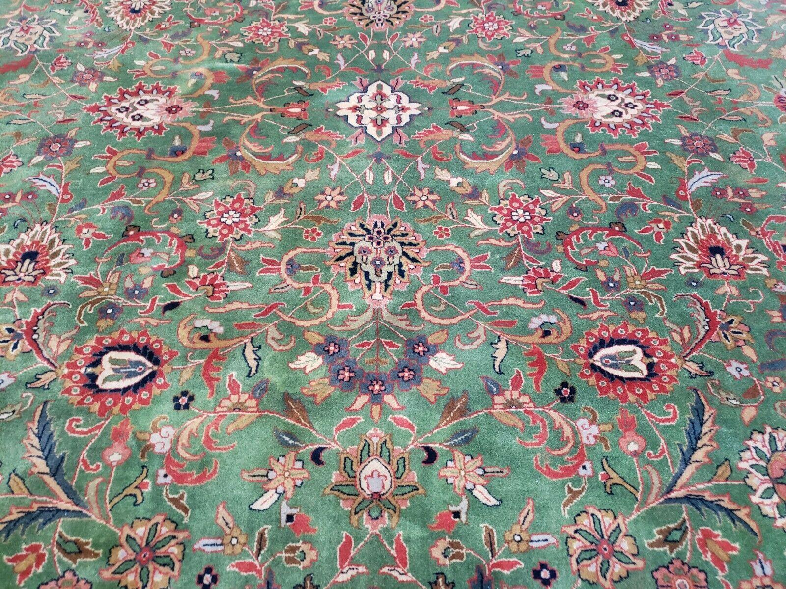 9' X 12' Handmade Oriental Floral Allover Afshan Wool Rug Hand Knotted Green Red - Jewel Rugs