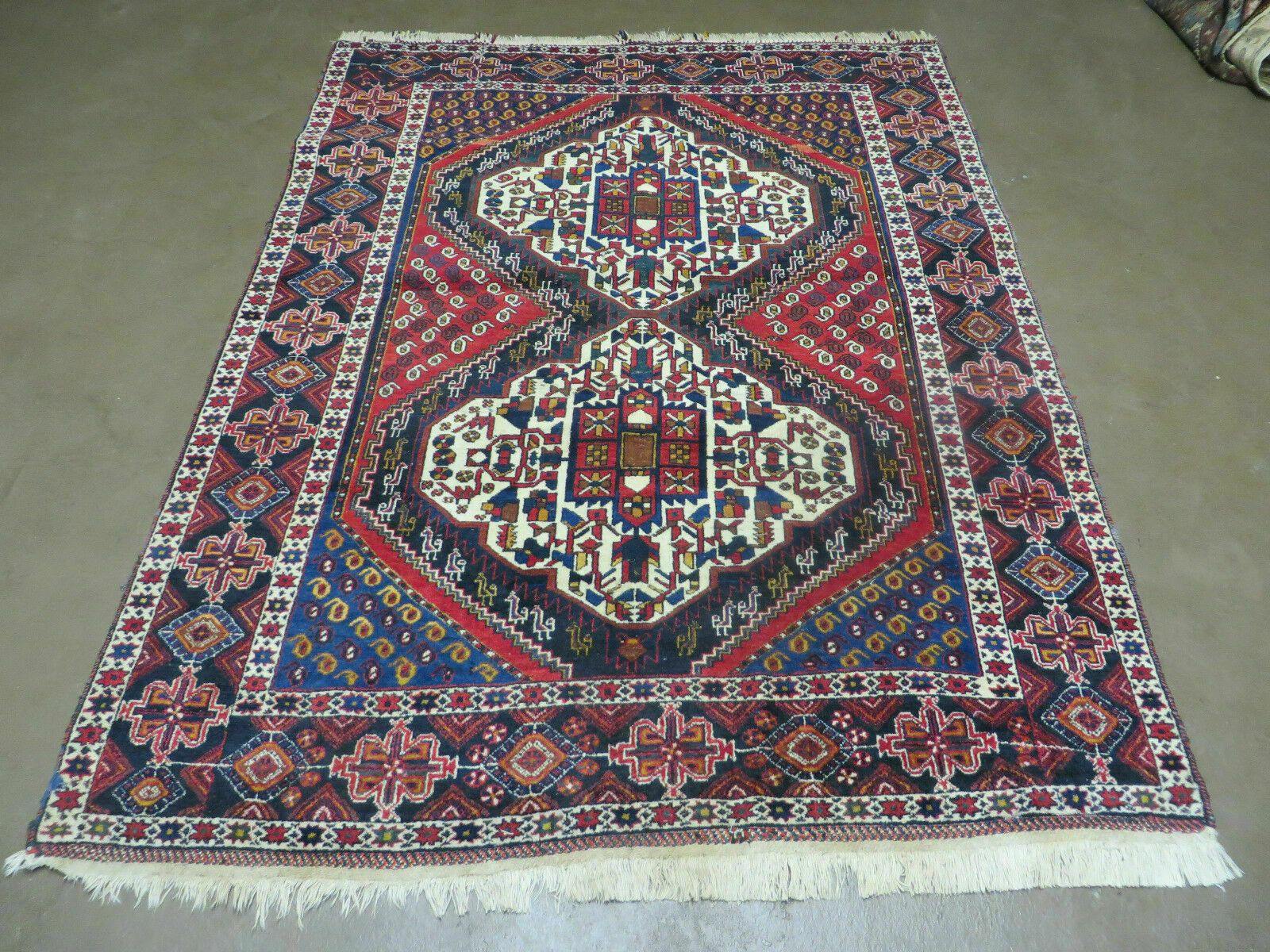 4' X 5.5' Vintage Handmade Turkish Tribal Wool Rug Medallion Nice - Jewel Rugs