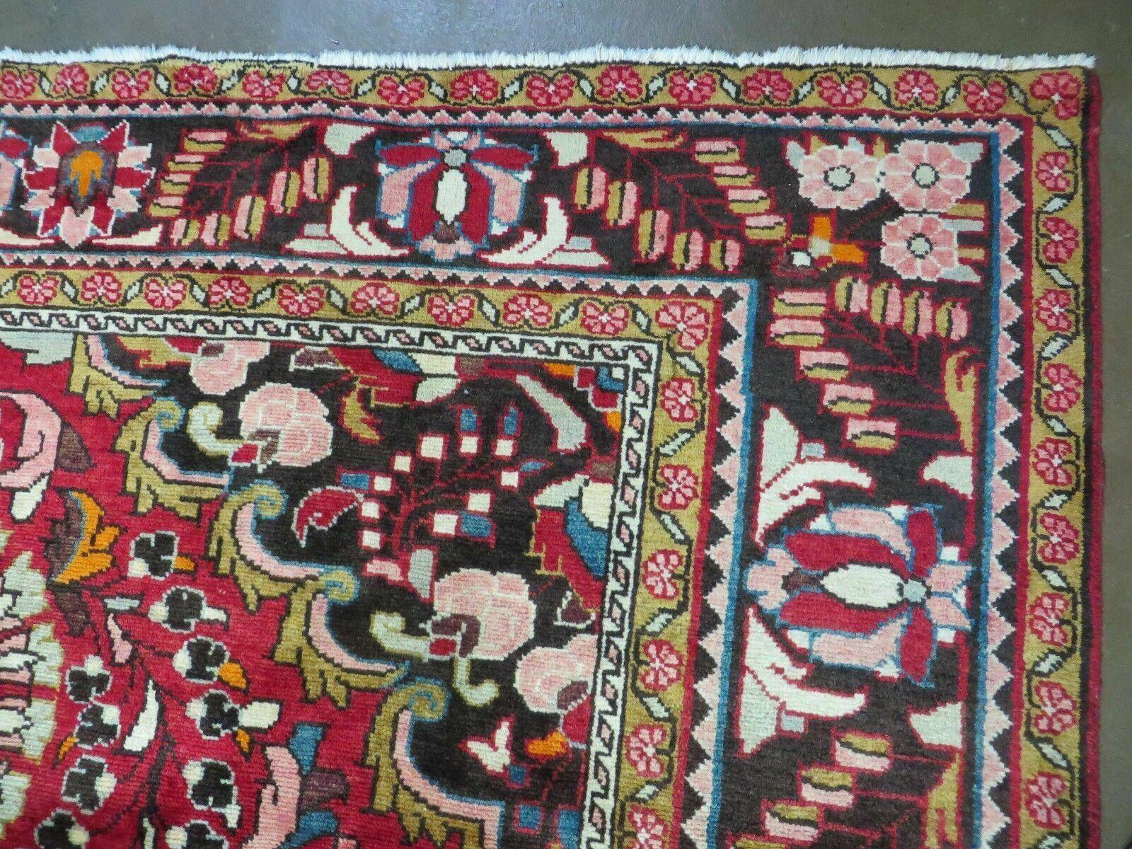 7' X 10' Antique Handmade Indian Agra Wool Rug Hand Knotted Vegetable Dyes Red - Jewel Rugs