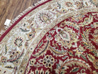 8ft Round Rug, Vintage Indo Mahal Round Oriental Carpet, Red & Beige, Indian Rug, Indo Persian Floral Rug, Hand-Knotted, Wool, 8x8 Round Rug - Jewel Rugs