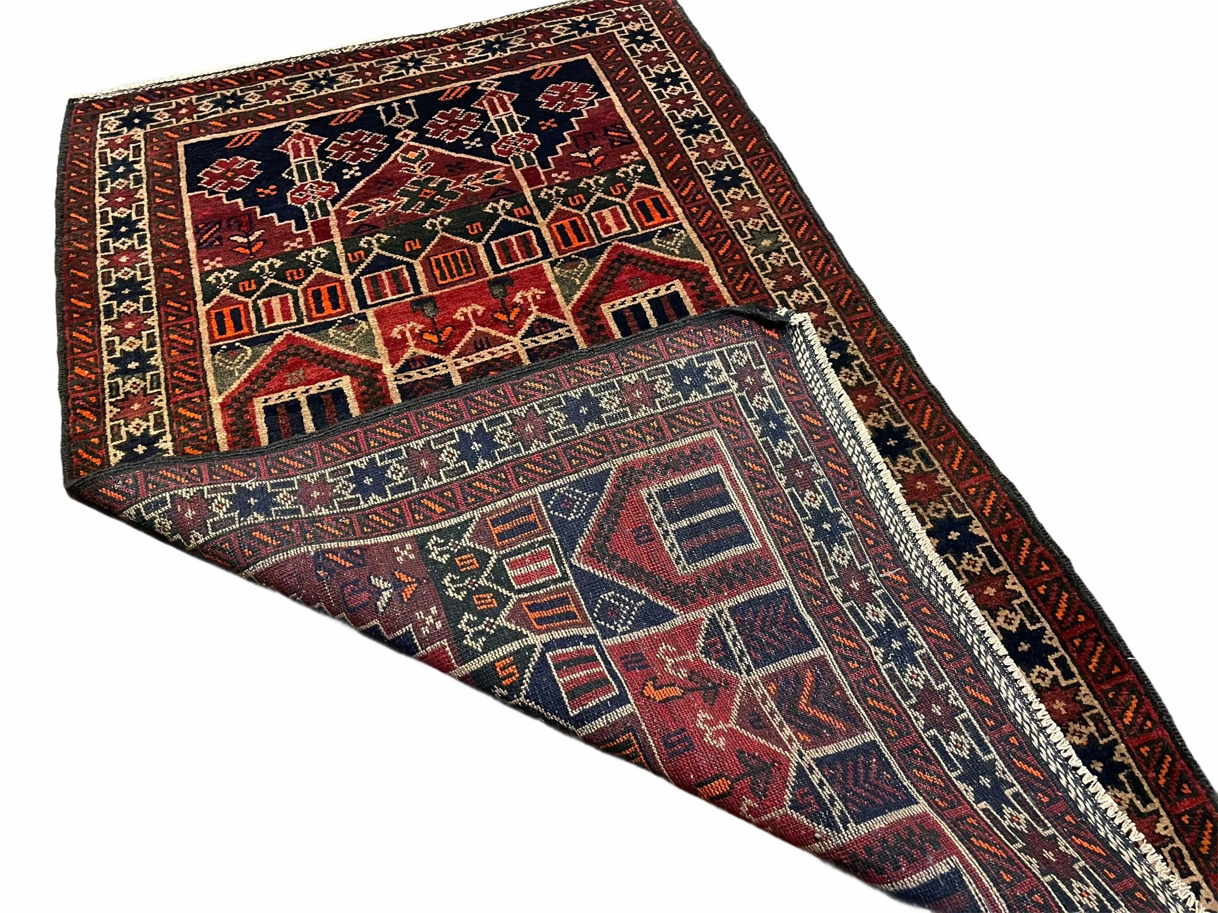 3' X 5' New Vintage Handmade Pakistani Tribal Balouchi Wool Rug Organic Dyes - Jewel Rugs