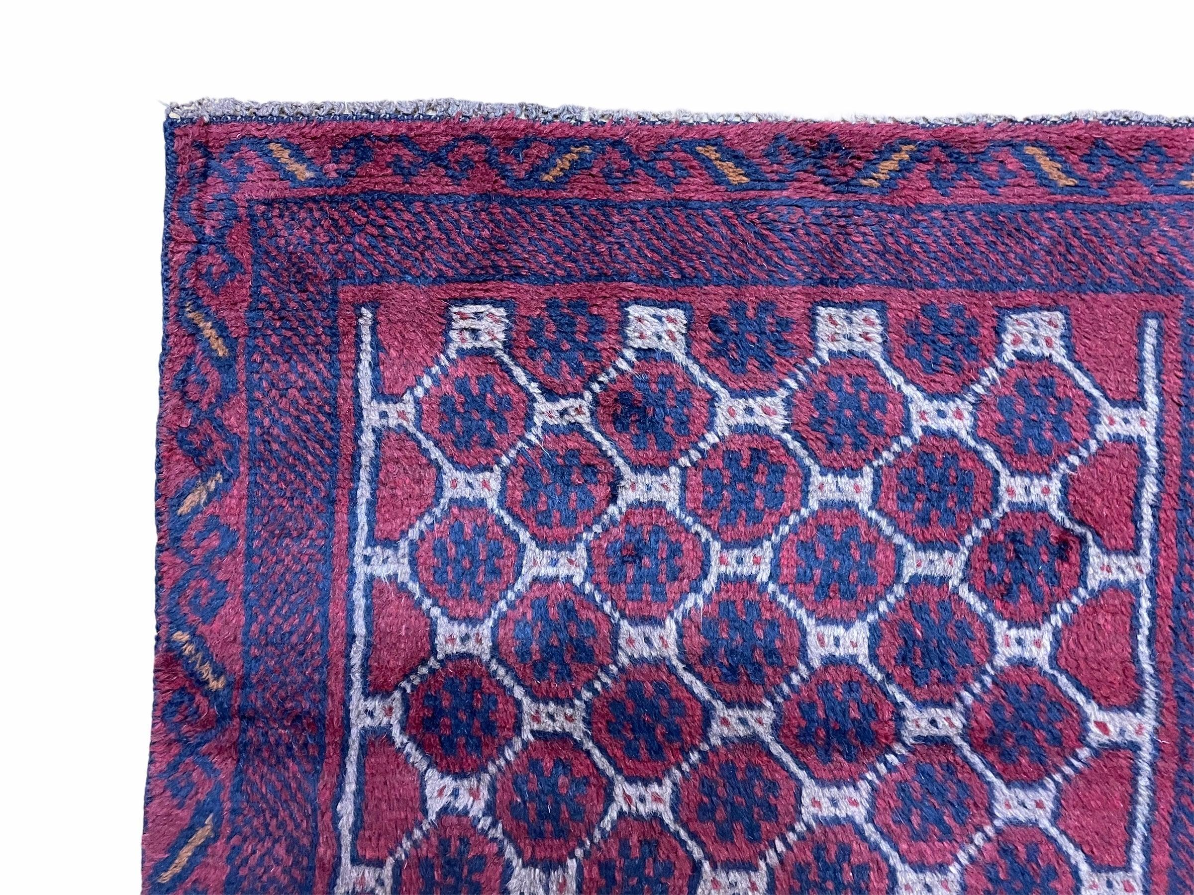 2' 7" X 4' 6" Vintage Handmade Tribal Wool Rug Balouchi Rug Afghan Rug Red Blue - Jewel Rugs