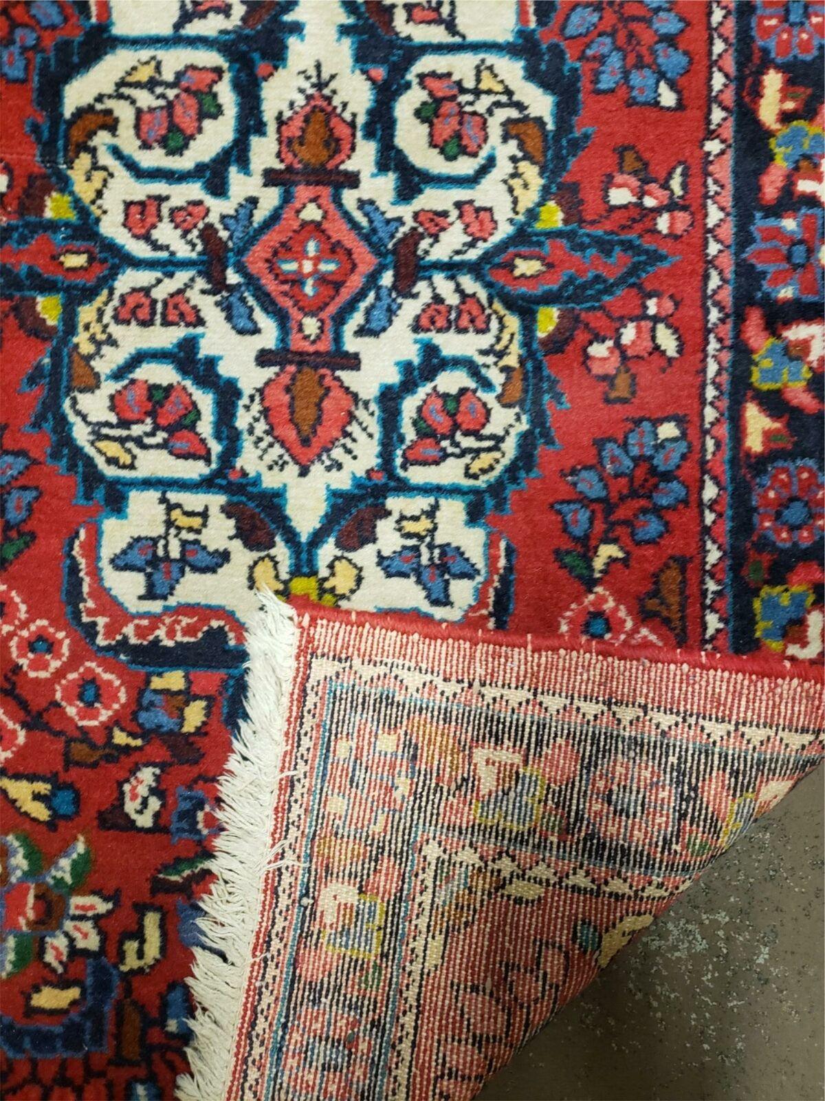 2' 5" X 4' 3" Semi Antique Handmade Wool India Floral Oriental Rug Red Nice - Jewel Rugs