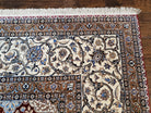 Vintage Persian Nain, Wool on Silk Foundation, Ivory & Maroon, Hand-Knotted, 11' 1" x 14' 9" - Jewel Rugs