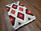 Vintage Navajo Rug 3x5, Wool Hand-Woven Navajo Blanket, Diamonds, Red Gray Black, Native American Antiques, Navaho Indians, Unique, Handmade - Jewel Rugs