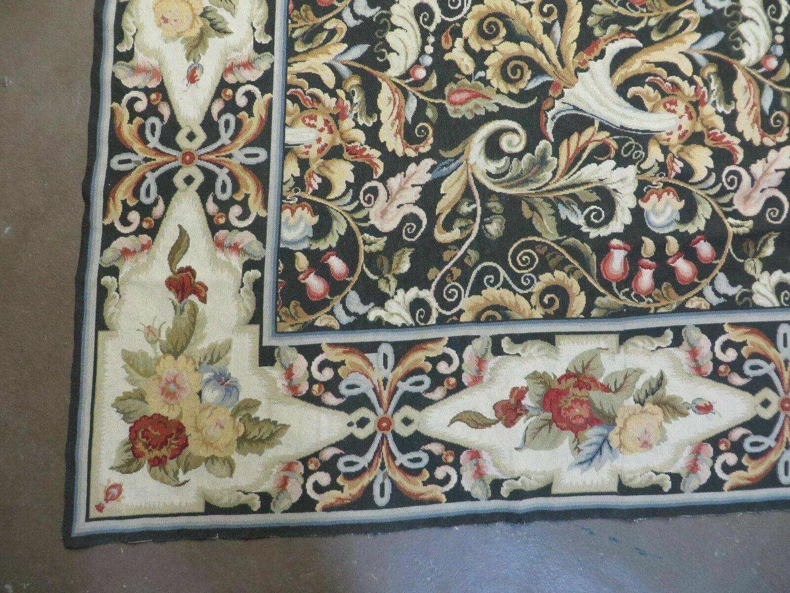 9' X 12' Handmade French Aubusson Savonnerie Needlepoint Wool Rug Floral Beauty - Jewel Rugs