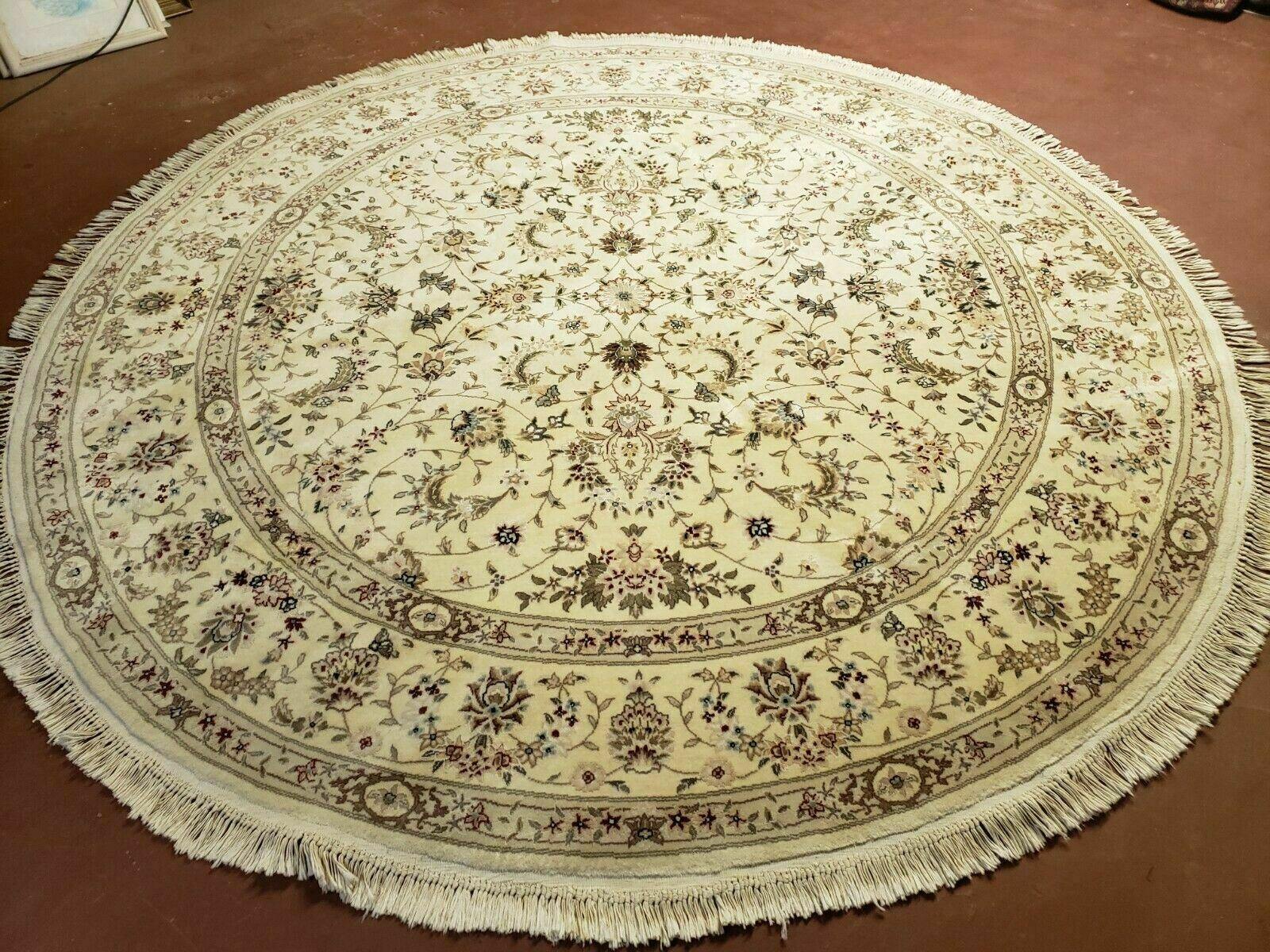 8' X 8' Handmade Ultra Fine Pakistan Floral Wool Rug Carpet Round Silk Beauty - Jewel Rugs