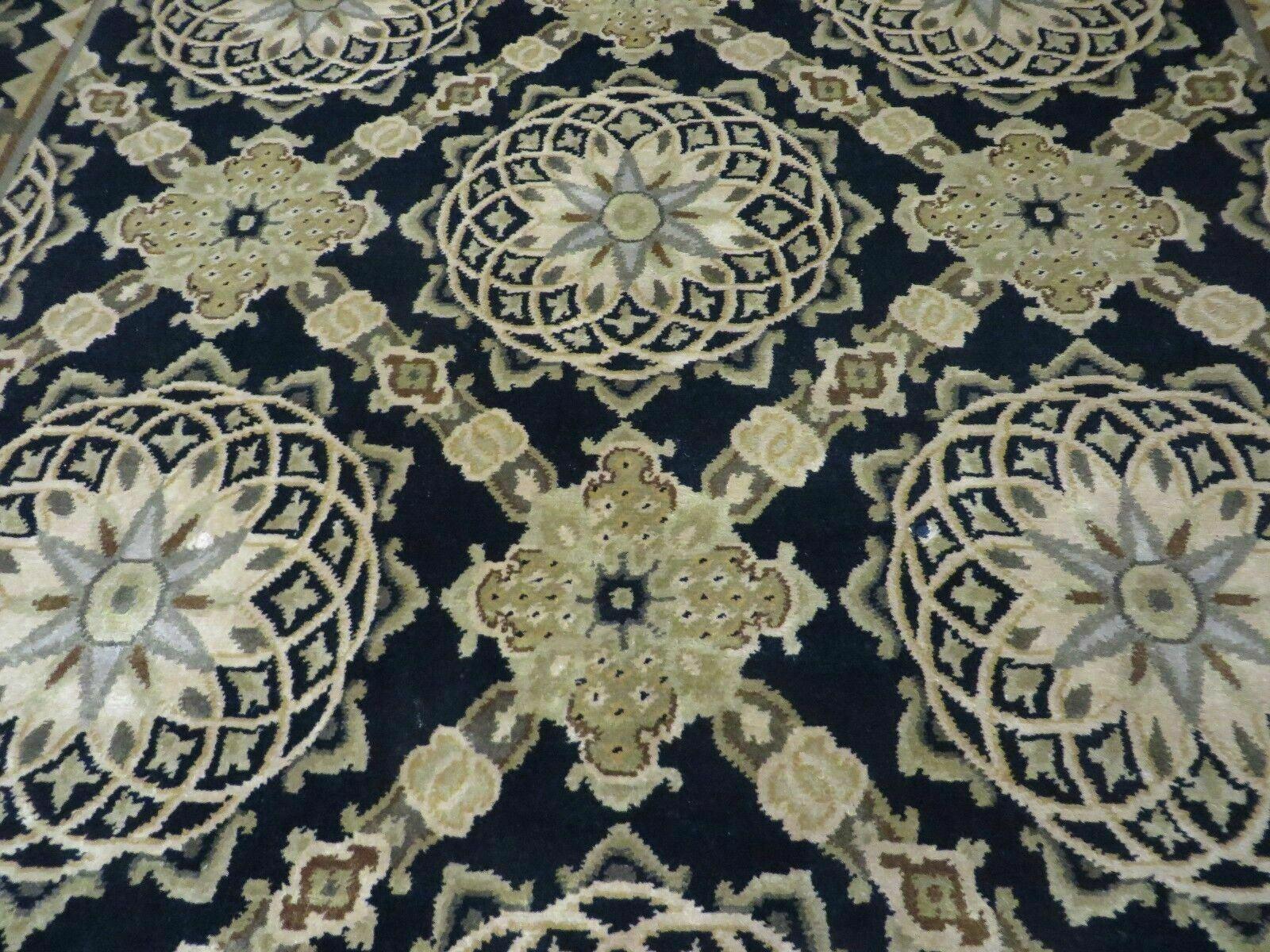 9' X 12' Modern Handmade Tibetan Nepal Wool Rug Savonnerie Design Gold Nice Wow - Jewel Rugs