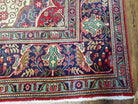 Semi Antique Tabriz Rug with Central Medallion, Red, 9'8" x 12'5" - Jewel Rugs