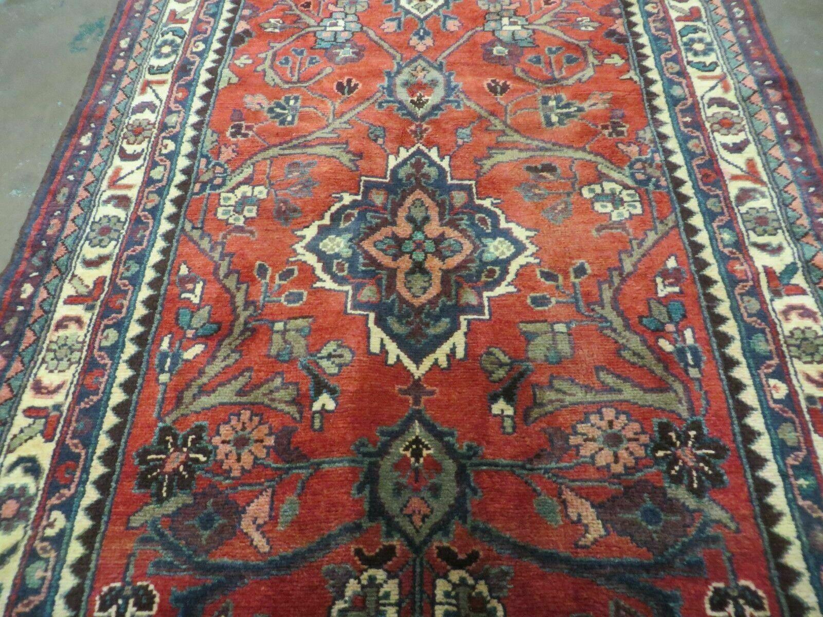 3' 8" X 10' 3" Antique Handmade Turkish Wool Runner Red Rug - Jewel Rugs