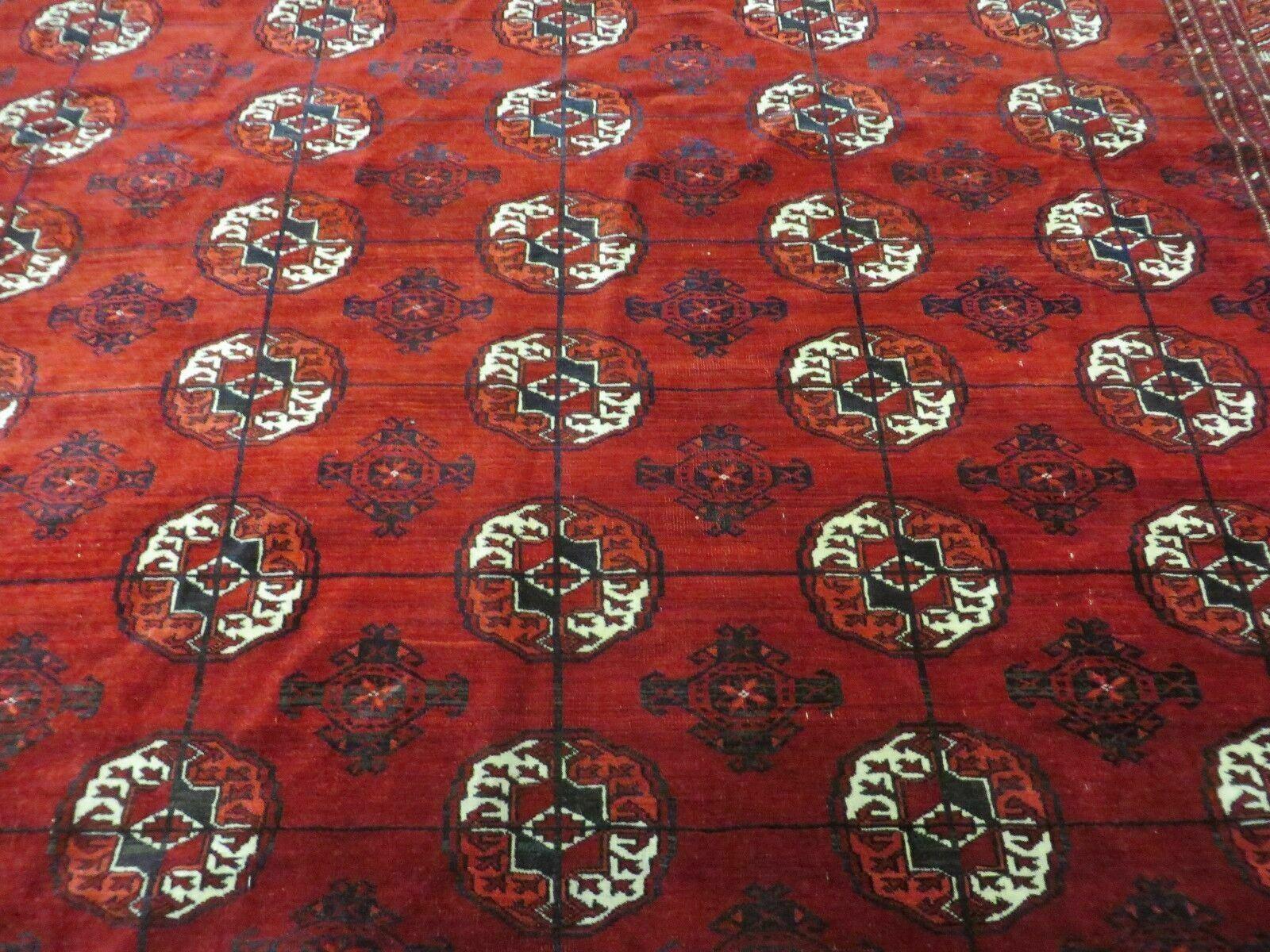 8' X 12' Vintage Handmade Bokhara Turkoman Wool Rug Carpet Red # 583 - Jewel Rugs