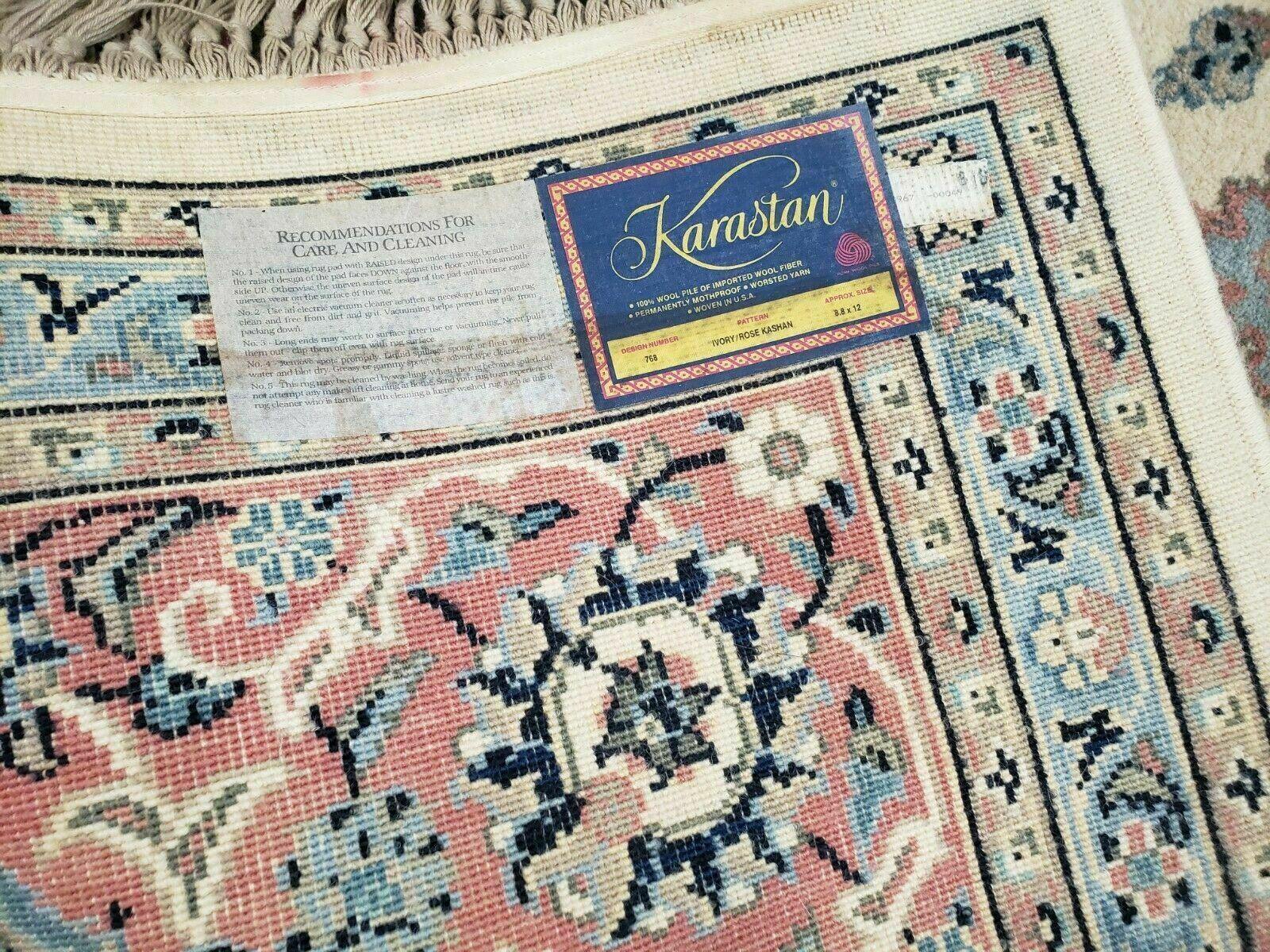 8' 8" X 12' Karastan Ivory Rose Kashann # 768 Wool Rug American Made Nice - Jewel Rugs