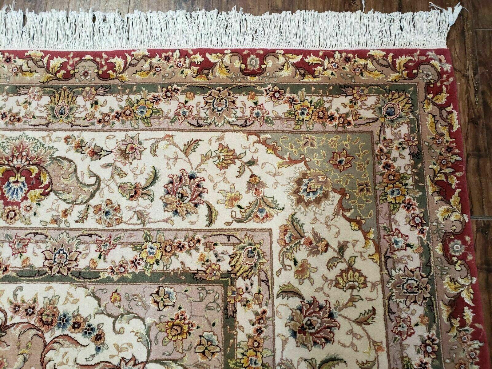 10' X 14' Handmade Fine Wool Rug Carpet Silk Accent Floral Dome Medallion Red Wow - Jewel Rugs