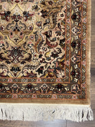 Indo Persian Runner Rug 2.8 x 10, Tan Hand Knotted Oriental Hallway Carpet, 10ft Long Runner, Indian Runner, Floral Allover, Handmade Nice - Jewel Rugs