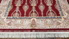 Dark Red Silk Carpet 5.3 x 7.6 ft, 5x8 Silk Rug, New Turkish Silk Carpet, Mint Condition, Beige & Red Area Rug, Bamboo Silk, High Quality - Jewel Rugs