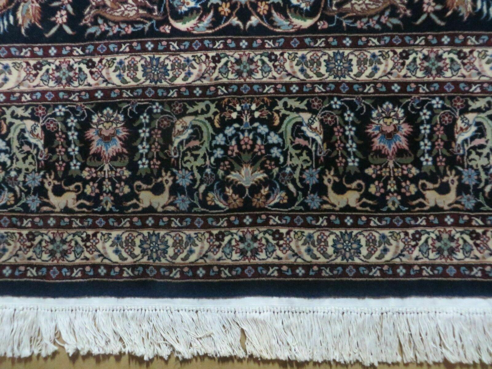 8' X 11' Vintage Handmade Chinese Oriental Allover Wool Rug Carpet Deer Blue - Jewel Rugs