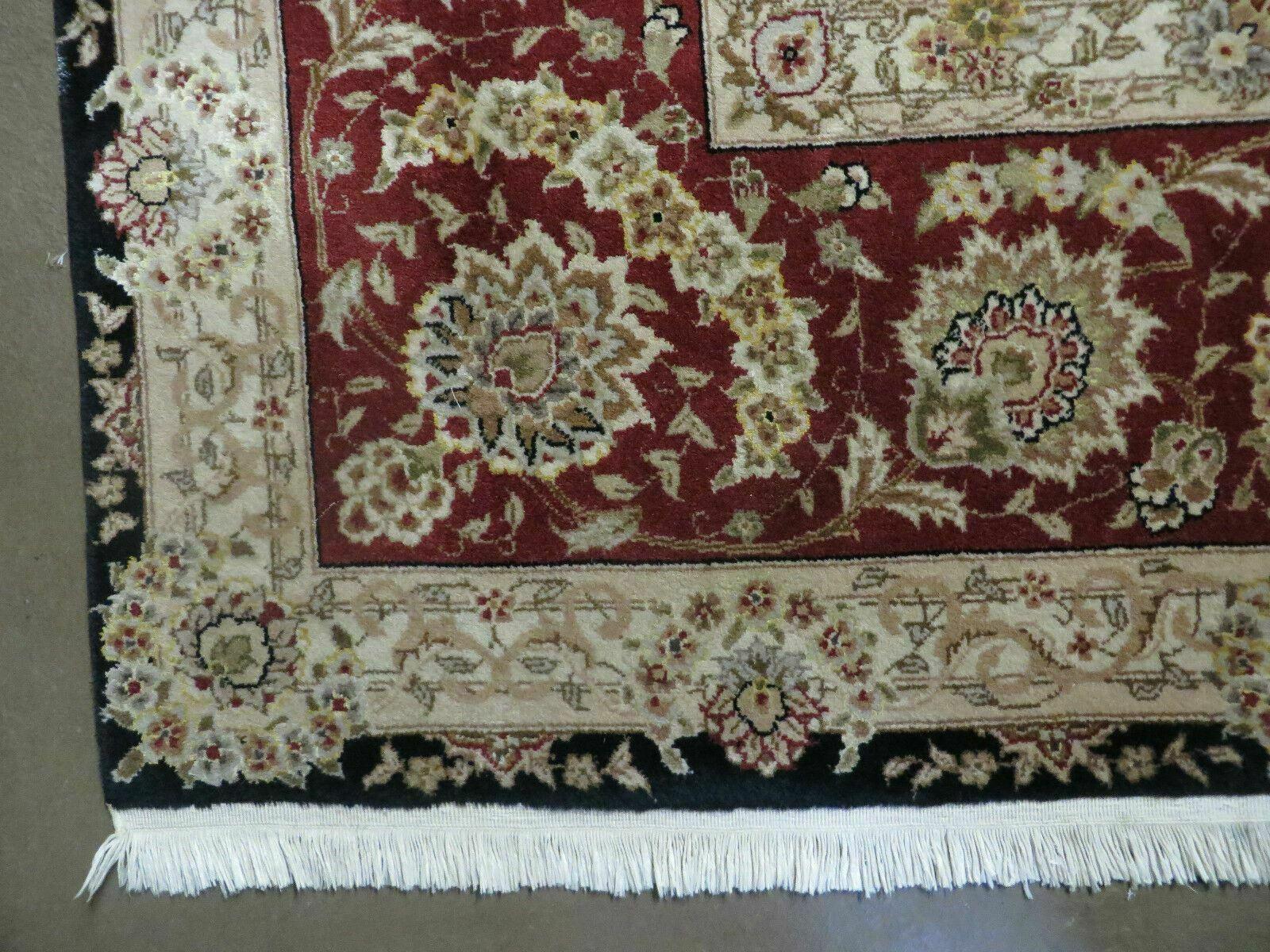 9' X 12' Vintage Handmade Fine Chinese Oriental Floral Wool Rug Silk Black - Jewel Rugs