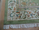 8' X 11' Vintage Indo Chinese Handmade Wool Rug Green Nice - Jewel Rugs