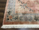 Chinese Wool Rug 8x11, Vintage 1960s Carpet, Light Pink and Gray, Hand Knotted Soft Plush Living Room Area Rug, Asian Oriental Rug 90 Line - Jewel Rugs