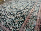 9' X 12' Vintage Handmade Pakistan Floral Wool Rug Black Detailed Nice - Jewel Rugs