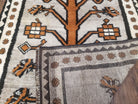 Unique Vintage Gabbeh Tree of Life Rug, Gray, Hand-Knotted, 4'3" x 7' 4" - Jewel Rugs