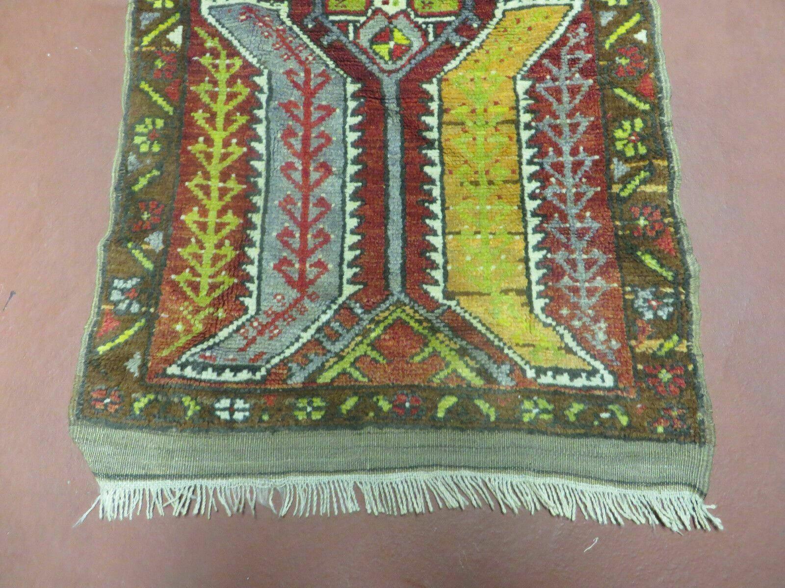 21" X 34" Antique Handmade Turkish Oushak Oshak Yastik Wool Rug Mat Turkey Nice - Jewel Rugs