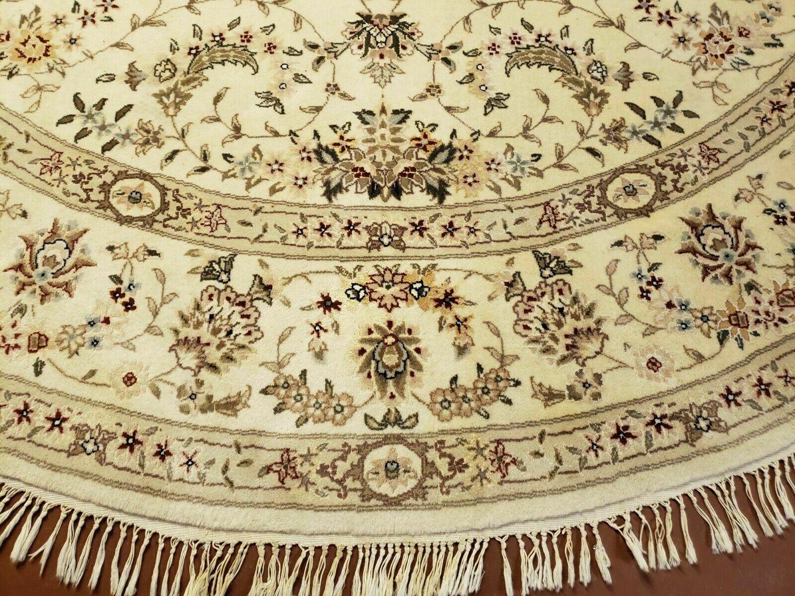 8' X 8' Handmade Ultra Fine Pakistan Floral Wool Rug Carpet Round Silk Beauty - Jewel Rugs