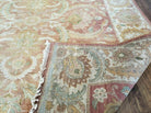 8' X 10' Handmade India Floral Wool Rug Carpet Tea Washed Nice Muted Red Beige - Jewel Rugs