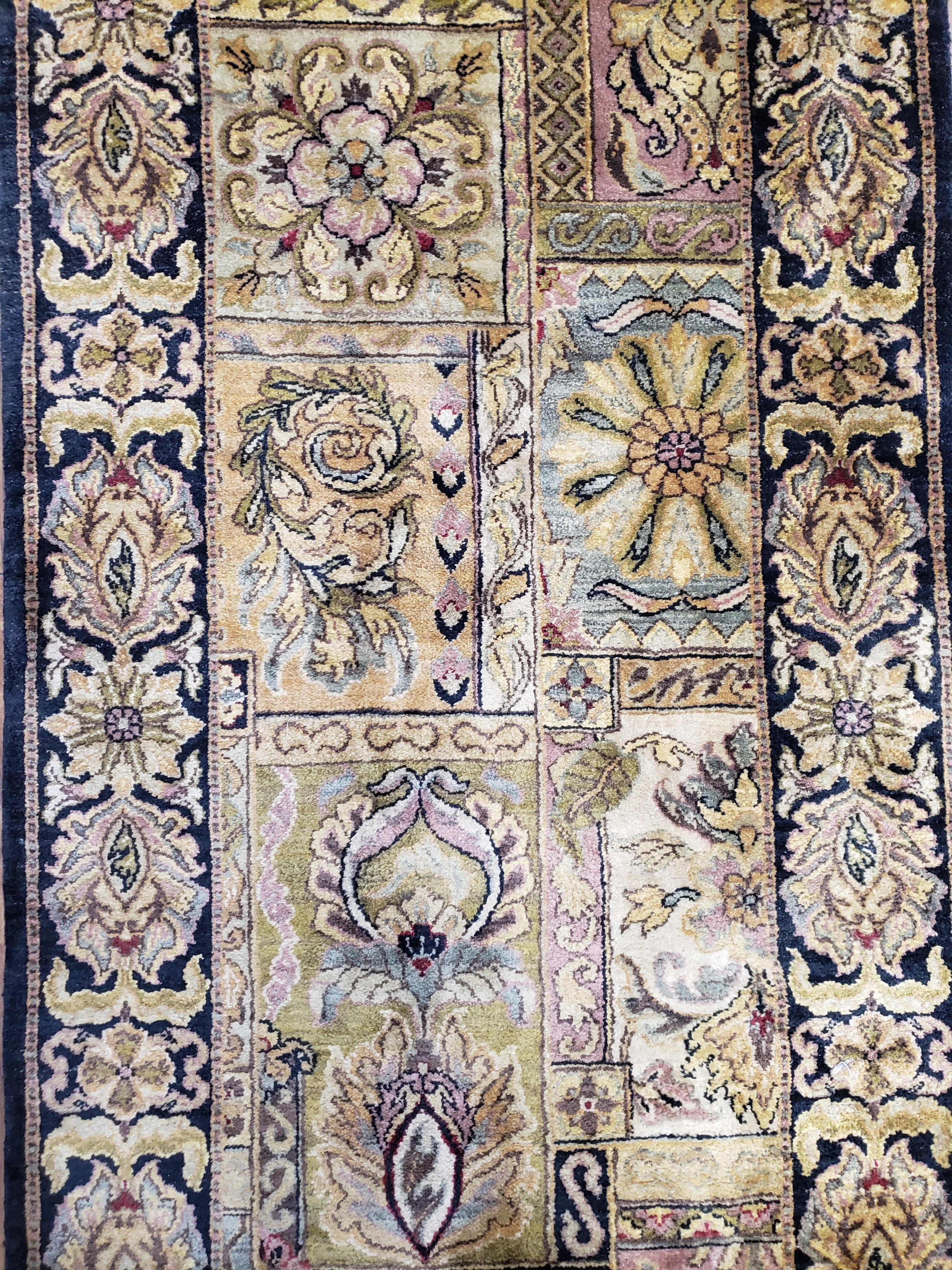 Indo Mahal Runner Rug 3 x 12, Indian Teawash Runner, Traditional Oriental Runner 3x12, 12ft Hallway Rug, Wool Handmade Runner Panel Design - Jewel Rugs