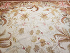 7' 7" x 9' 8" Needlepoint Rug Floral Beige Flat Weave Carpet 8x10 Handmade New Area Rug - Jewel Rugs