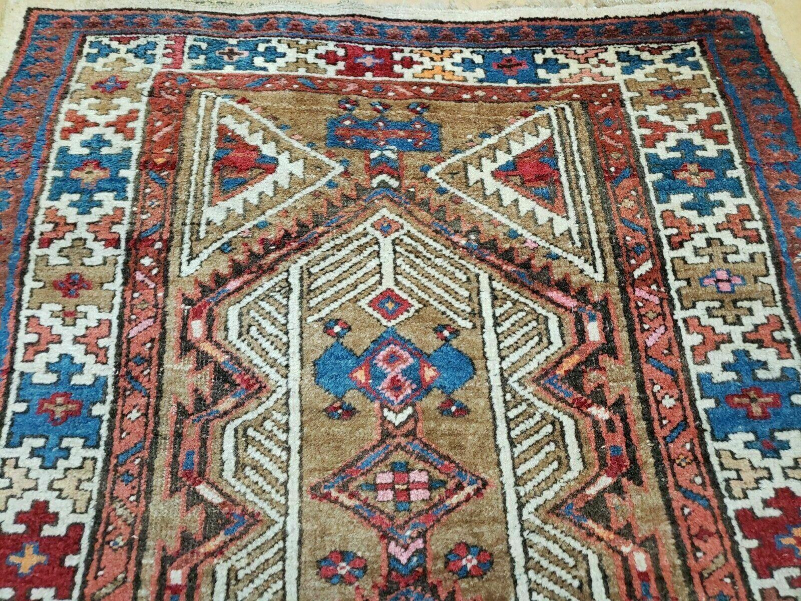 3' 2" X 5' 6" Antique Handmade Turkish Wool Rug Carpet Camel Hair Wow - Jewel Rugs