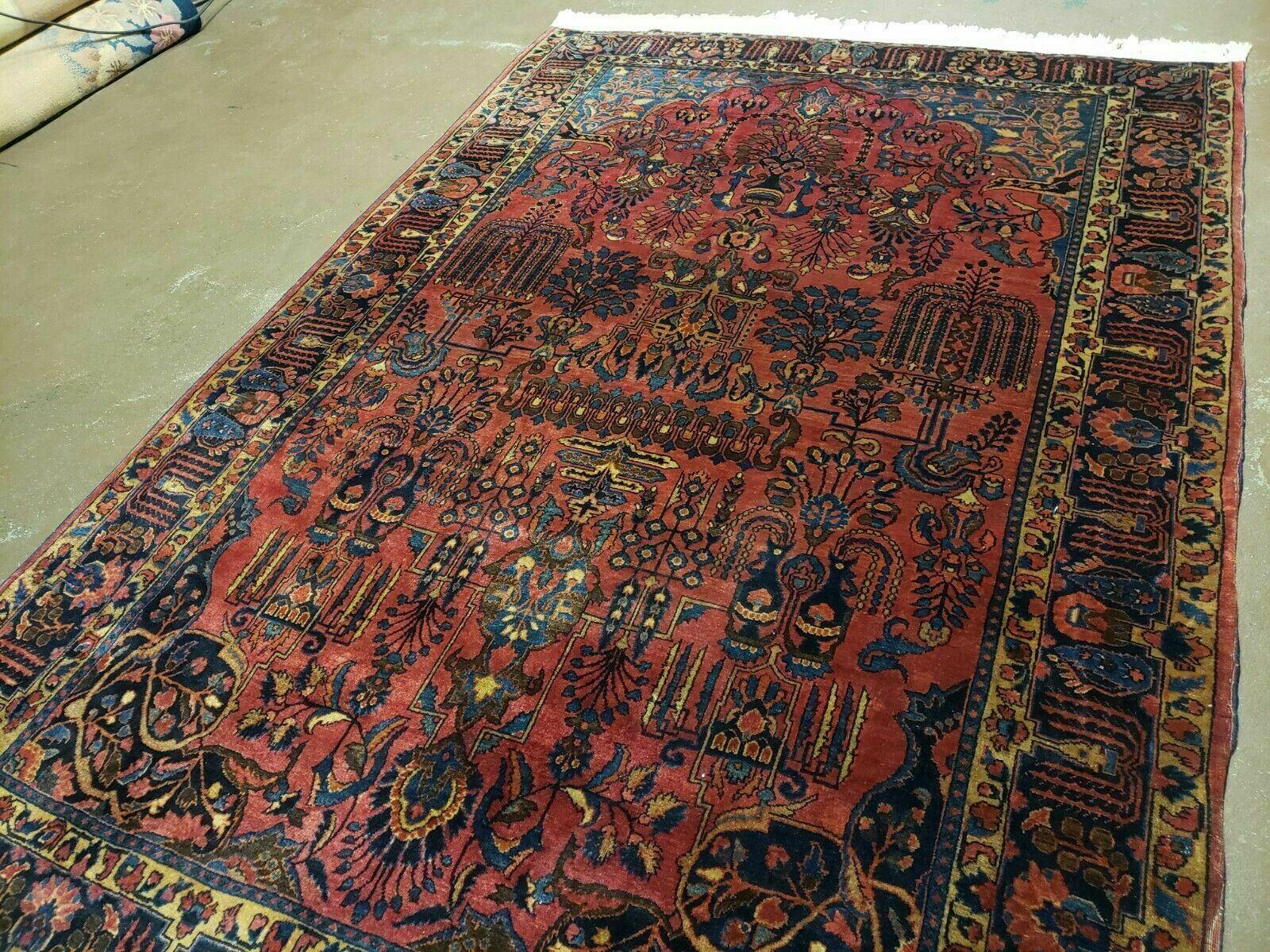 4' 5" X 6' 4" Authentic Antique Oriental Floral Red Allover Wool Rug - Jewel Rugs