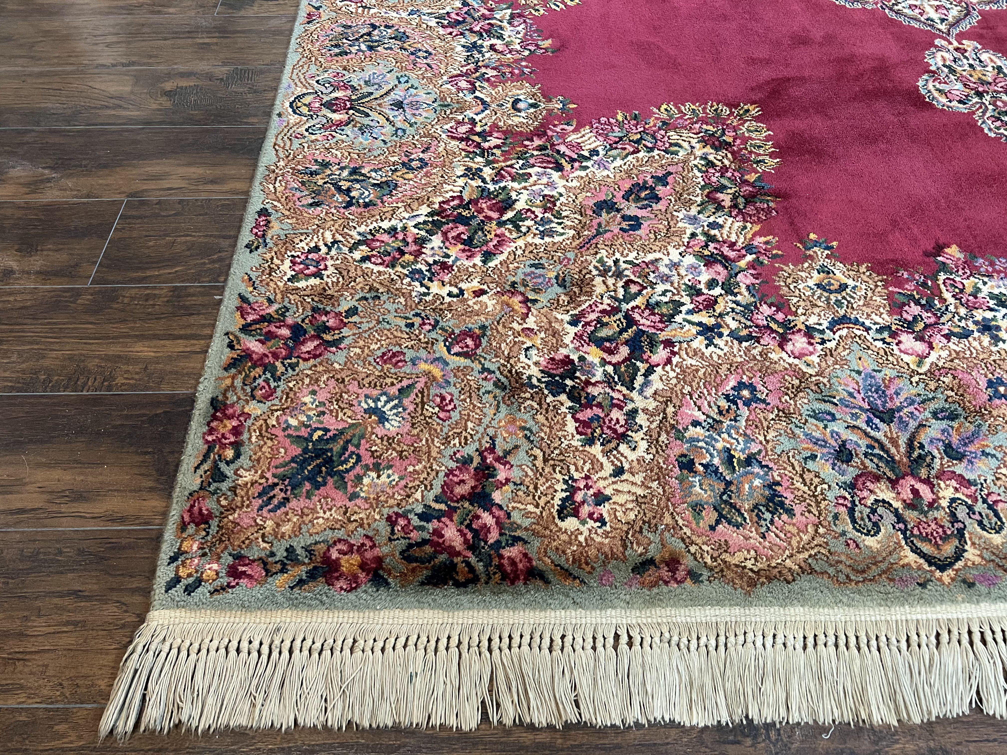 Vintage Karastan Red Kirman Rug #762, 8.8 x 12 Karastan Carpets, Original 700 Series Discontinued Karastan Rug, Large Floral Wool Area Rug - Jewel Rugs