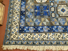 12' x 17' Palace Size Handmade Moroccan Urban Rabat Blue Panel Wool Area Rug - Blue and Beige - Jewel Rugs