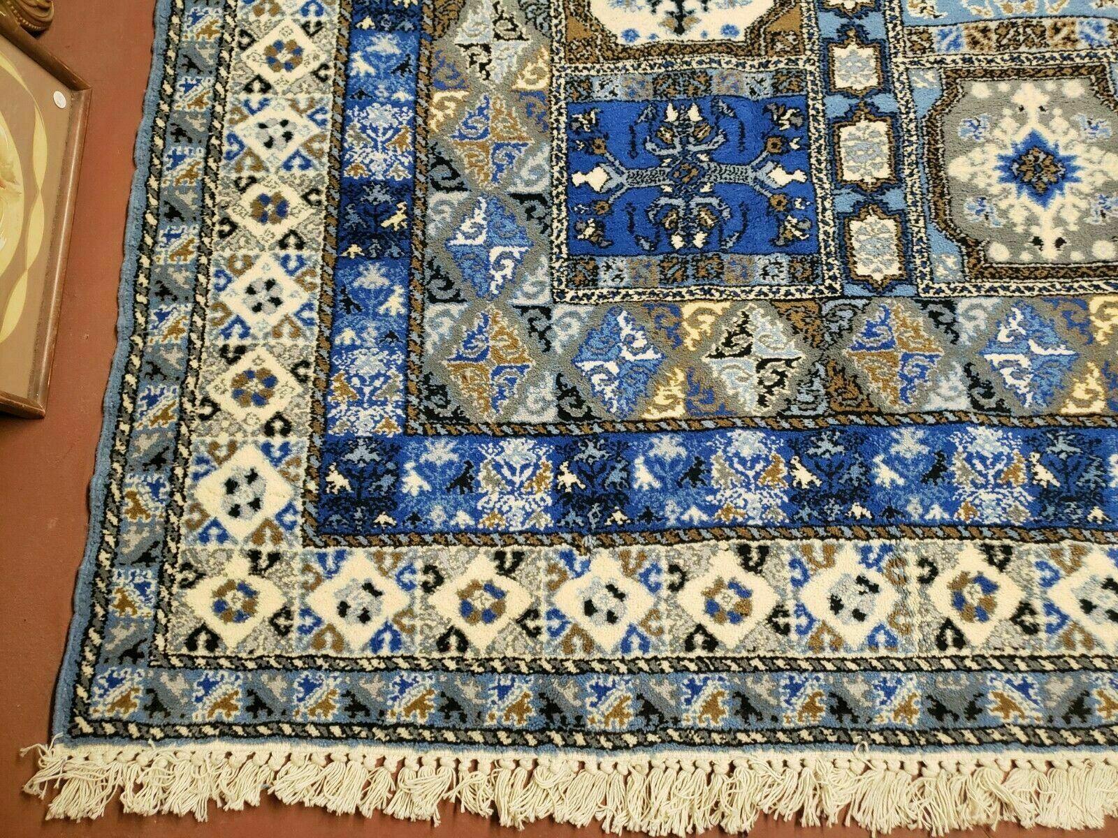 12' x 17' Palace Size Handmade Moroccan Urban Rabat Blue Panel Wool Area Rug - Blue and Beige - Jewel Rugs