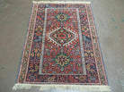 3' X 4' Antique Handmade Indian Wool Rug Vegetable Dyes Red - Jewel Rugs